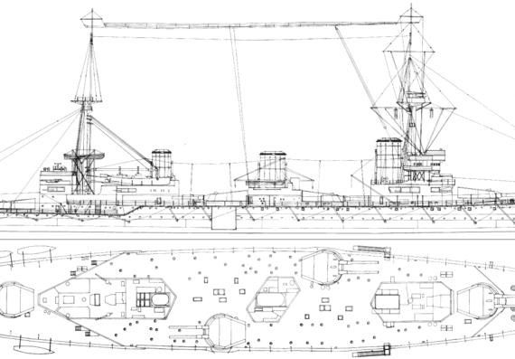 Корабль HMAS Australia [Battlecruiser] (1913) - чертежи, габариты, рисунки